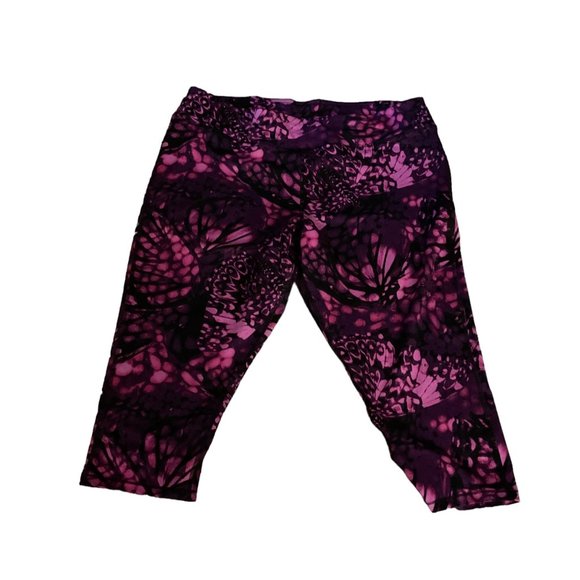 JMS Just My Size Womans 3X Active Leggings Dark Purple Black Floral - Picture 7 of 12